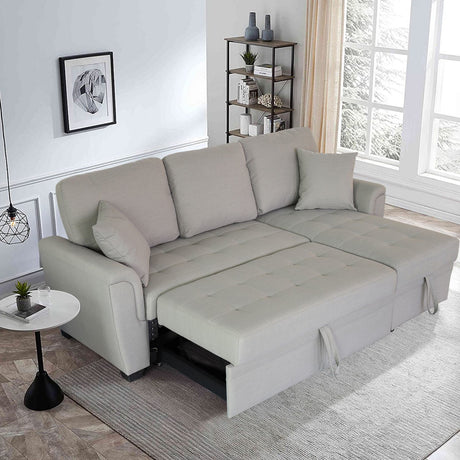 Tufeted Cushion Sofa Bed with 2 Pillows