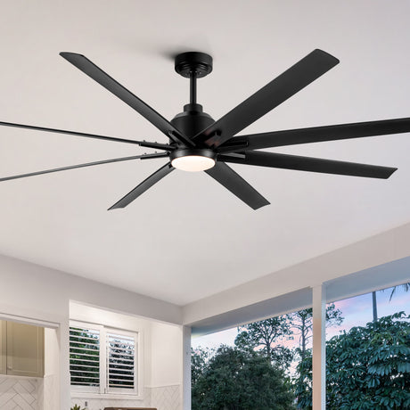 72" Supper Large Integrated LED Light Ceiling Fan with Black ABS Blade