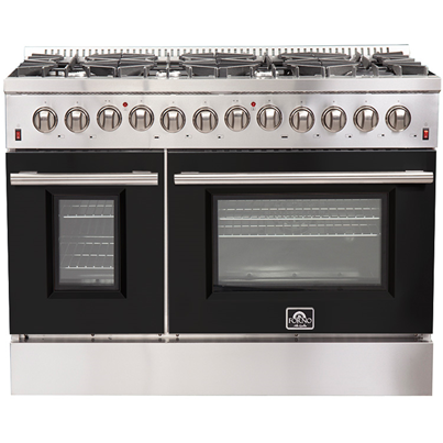 Forno 48" Galiano Dual Fuel Range - Gas Cooktop with 240v Electric Oven - 8 Burners, Griddle, and Double Oven  - FFSGS6156-48