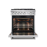 Forno 4-Piece Appliance Package - 30" Gas Range, 56" Pro-Style Refrigerator, Microwave Oven, & 3-Rack Dishwasher in Stainless Steel