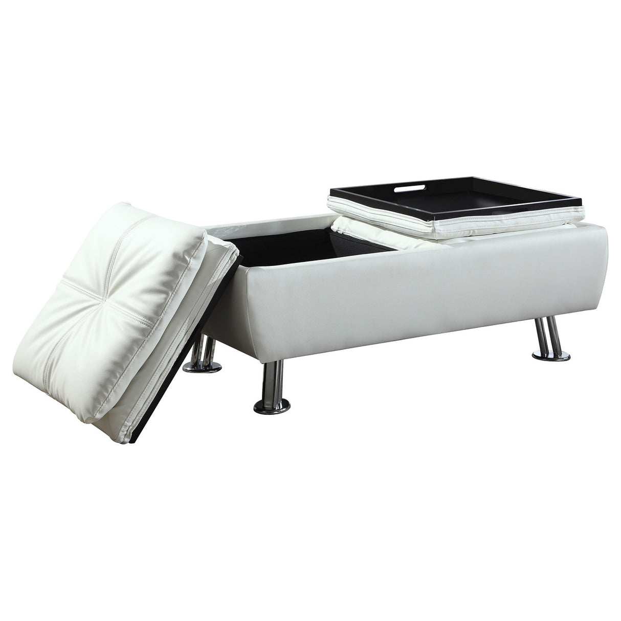 Dilleston Storage Ottoman with Removable Trays White