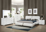 Jeremaine 5-piece Queen Bedroom Set with LED Mirror Glossy White