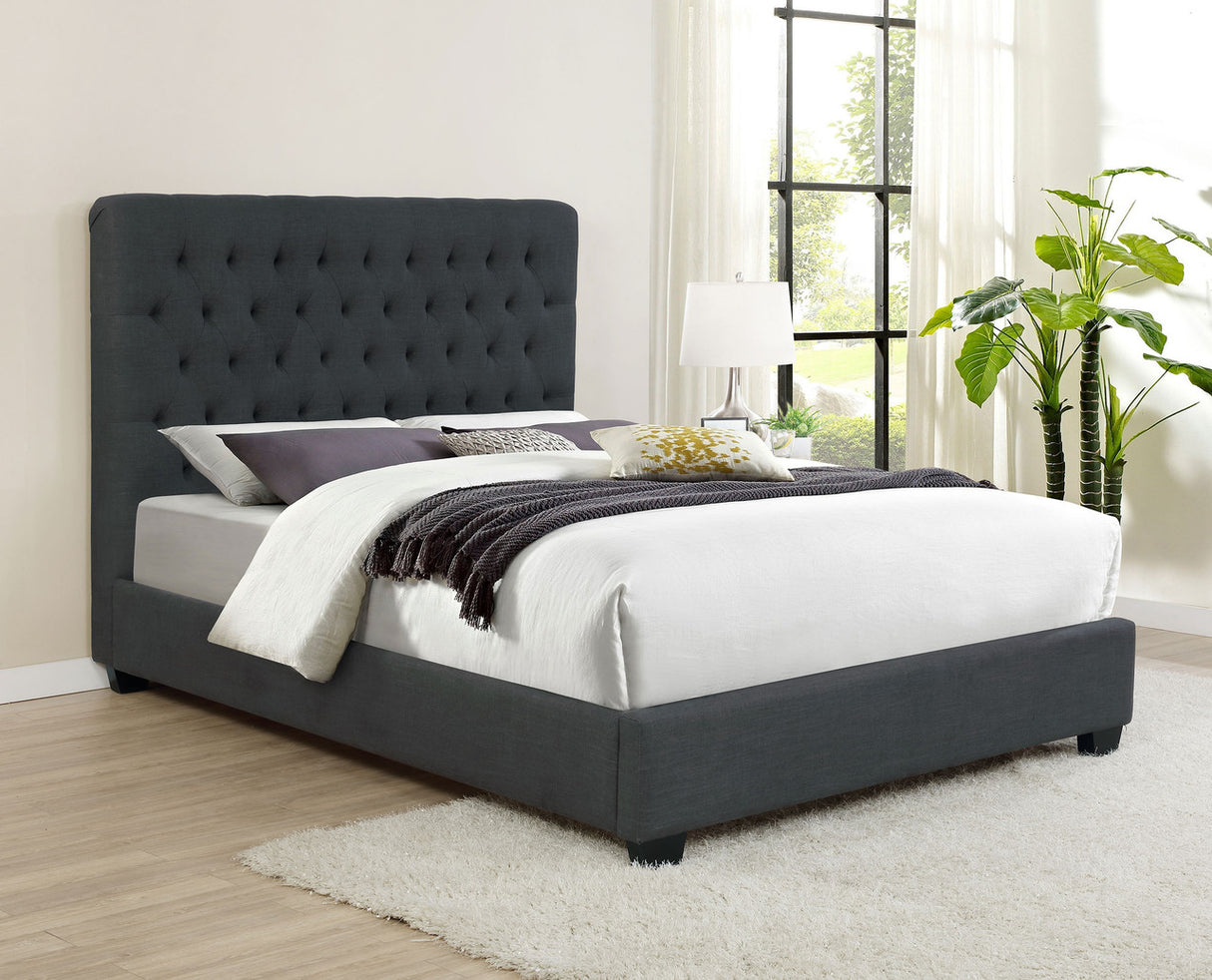 Chloe Tufted Upholstered Queen Bed Charcoal