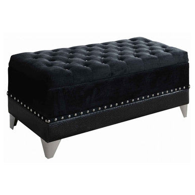 Barzini Tufted Rectangular Trunk with Nailhead Black