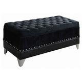 Barzini Tufted Rectangular Trunk with Nailhead Black