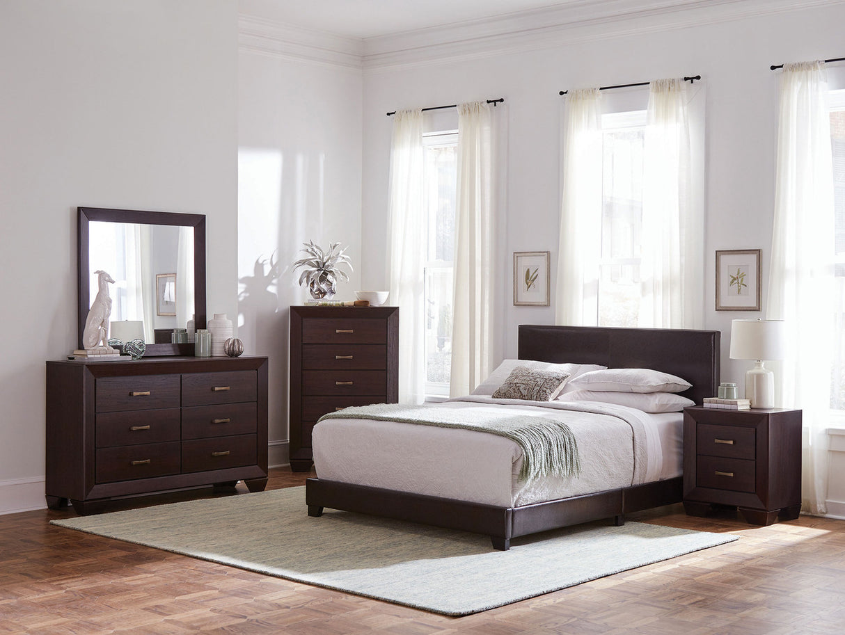 Dorian 5-piece Eastern King Bedroom Set Brown and Dark Cocoa