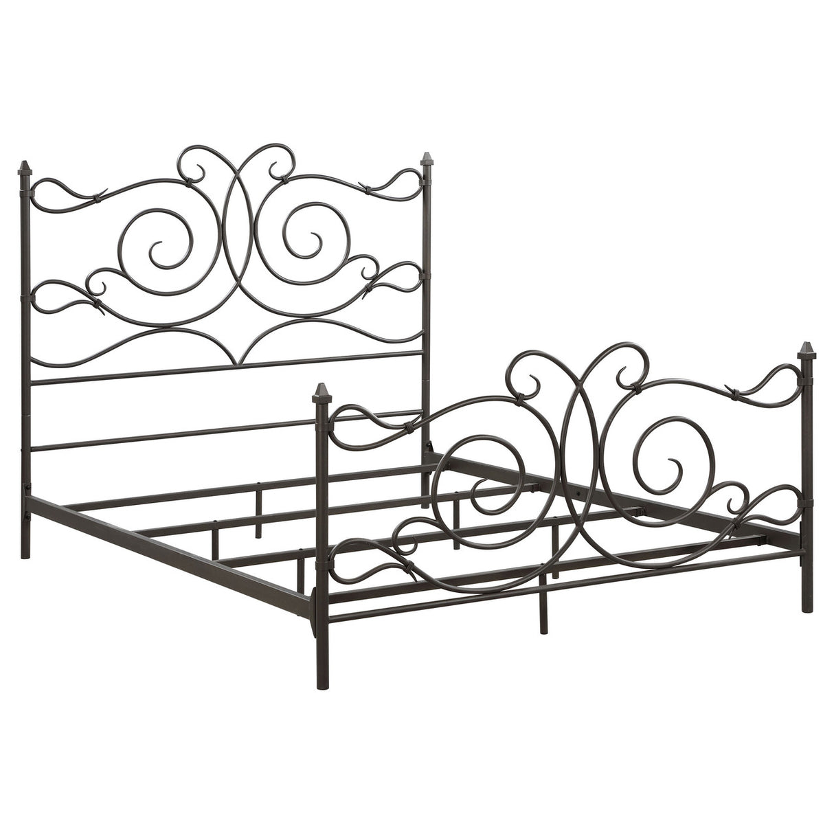 Parleys Queen Metal Bed with Scroll Headboard Dark Bronze