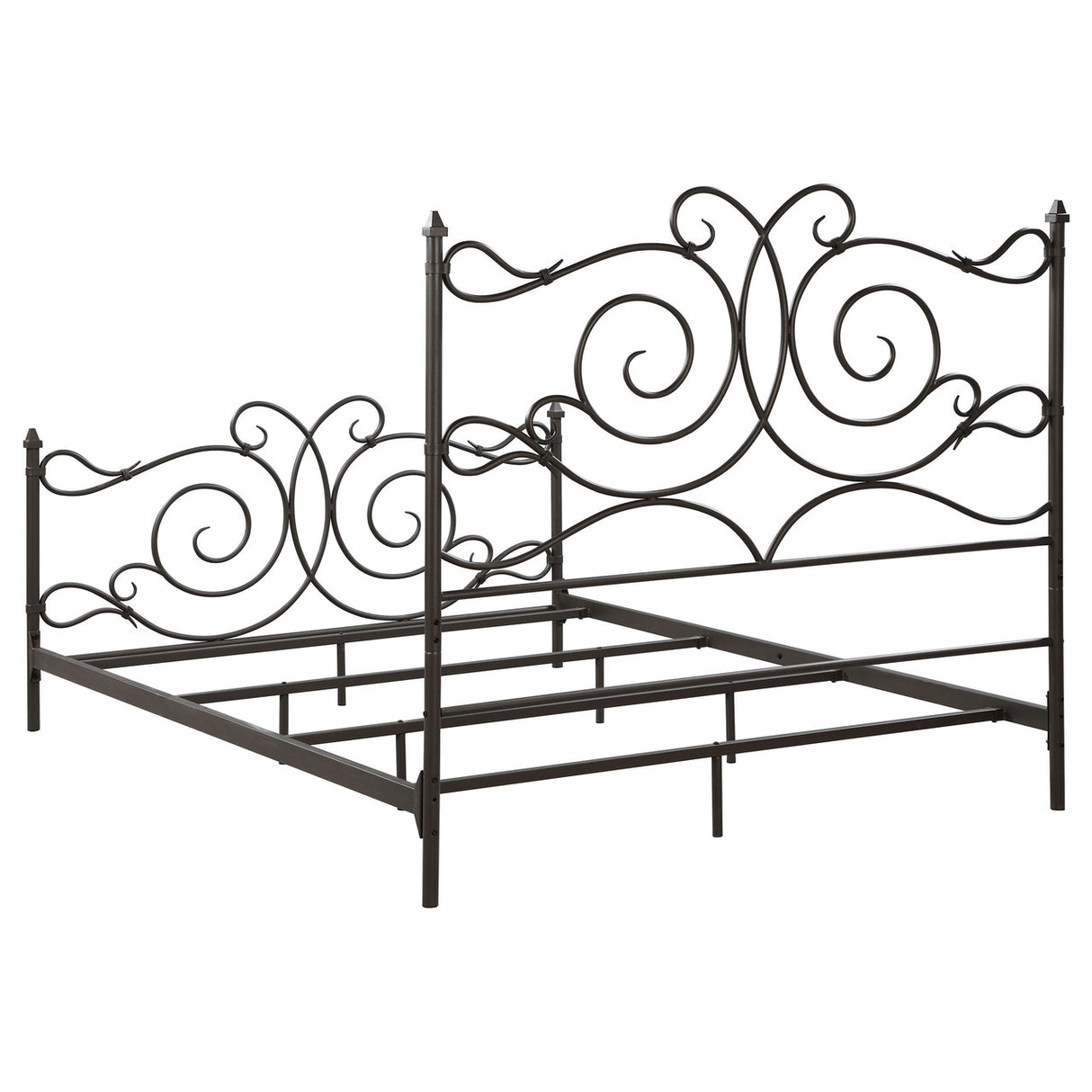 Parleys Queen Metal Bed with Scroll Headboard Dark Bronze