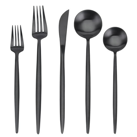 Matte Black Silverware Set, SHARECOOK 20-Piece Stainless Steel Satin Finish Flatware Set, Tableware Cutlery Set for Home and Restaurant