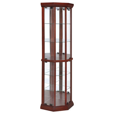 Appledale 6-shelf Corner Curio Cabinet Medium Brown