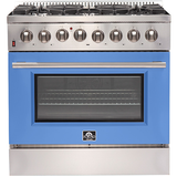 Forno 36" Galiano Gas Range with 240v Electric Oven - 6 Burners and Convection Oven - FFSGS6156-36