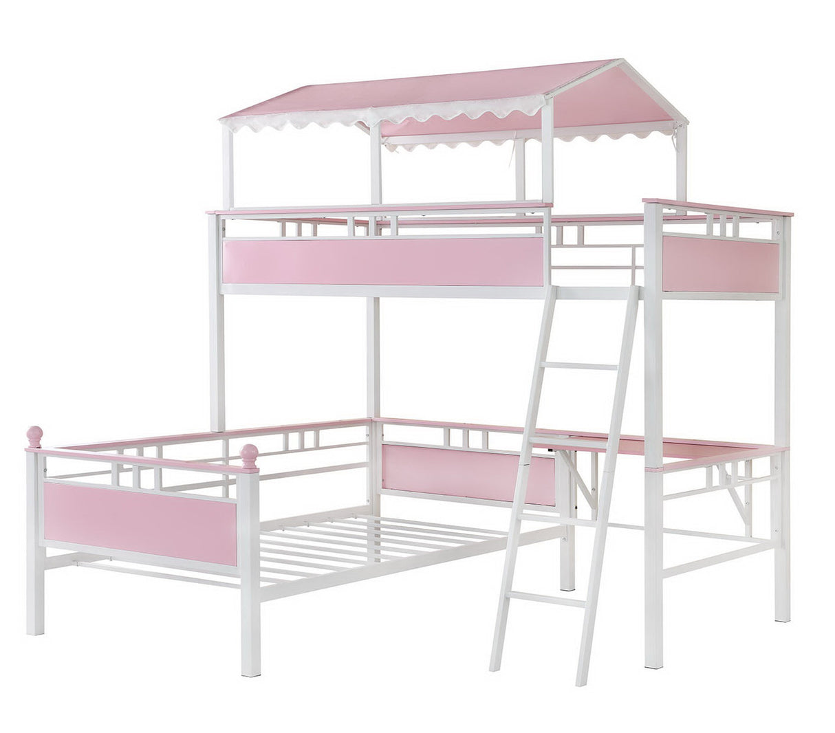 Alexia Twin over Twin Workstation Bunk Bed Pink and White