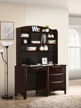 Phoenix 4-drawer Computer Desk with Hutch Cappuccino