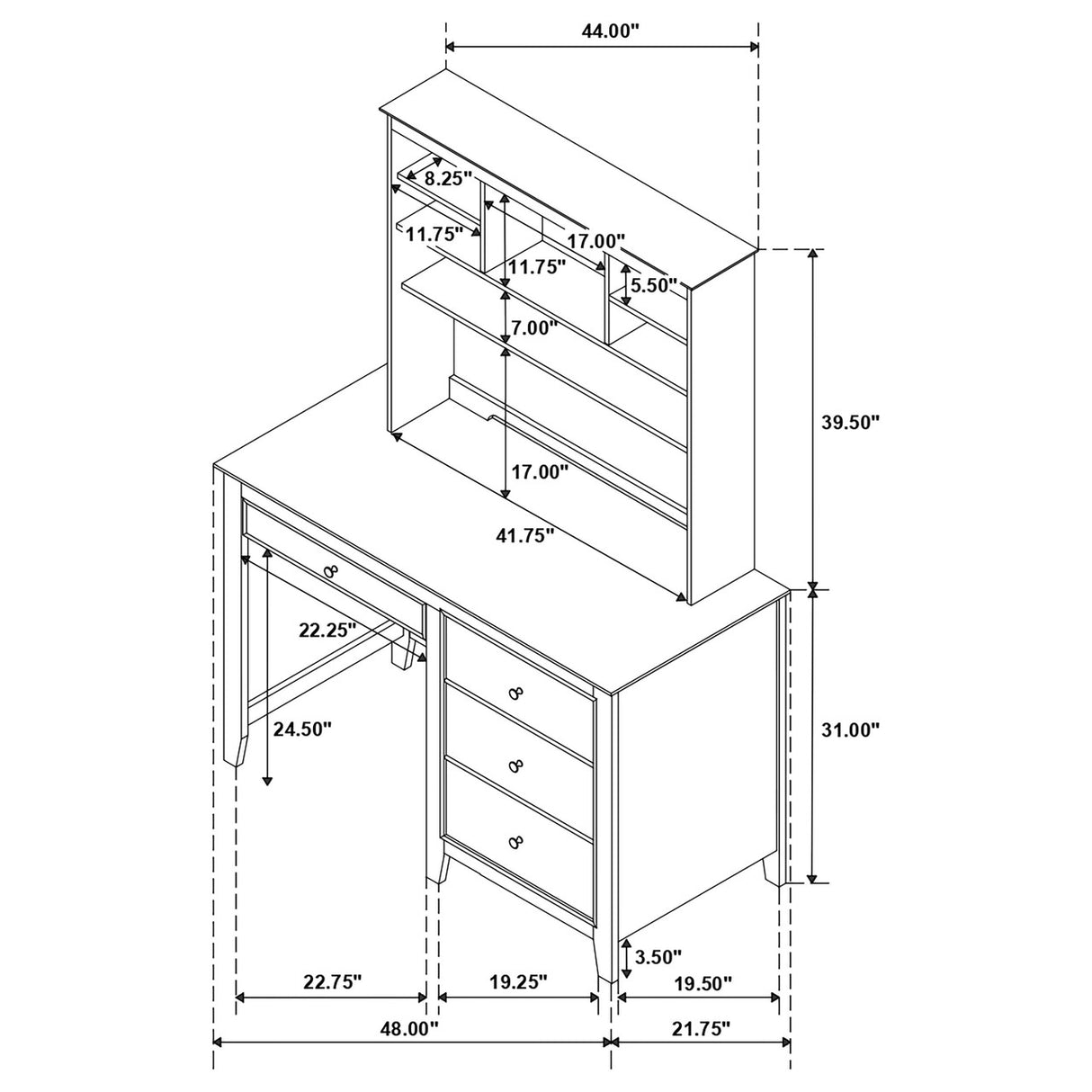 Selena 4-drawer Computer Desk with Hutch Buttermilk