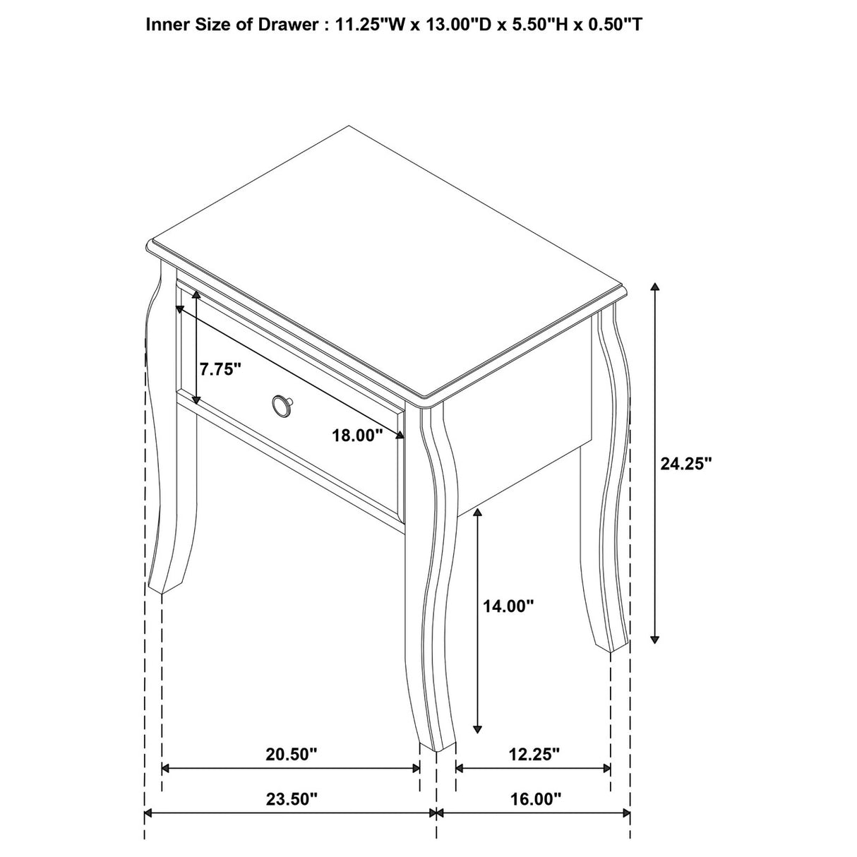 Dominique 1-drawer Nightstand Cream White