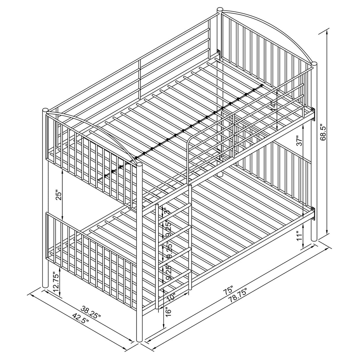 Anson Twin Over Twin Bunk Bed with Ladder