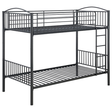 Anson Twin Over Twin Bunk Bed with Ladder (Grey)