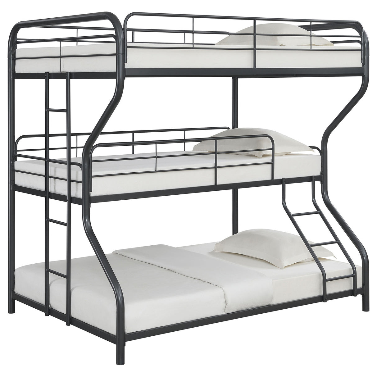 Garner Triple Full Over Twin Over Full Bunk Bed with Ladder Gunmetal