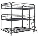 Garner Triple Full Bunk Bed with Ladder Gunmetal