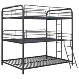 Garner Triple Full Bunk Bed with Ladder Gunmetal