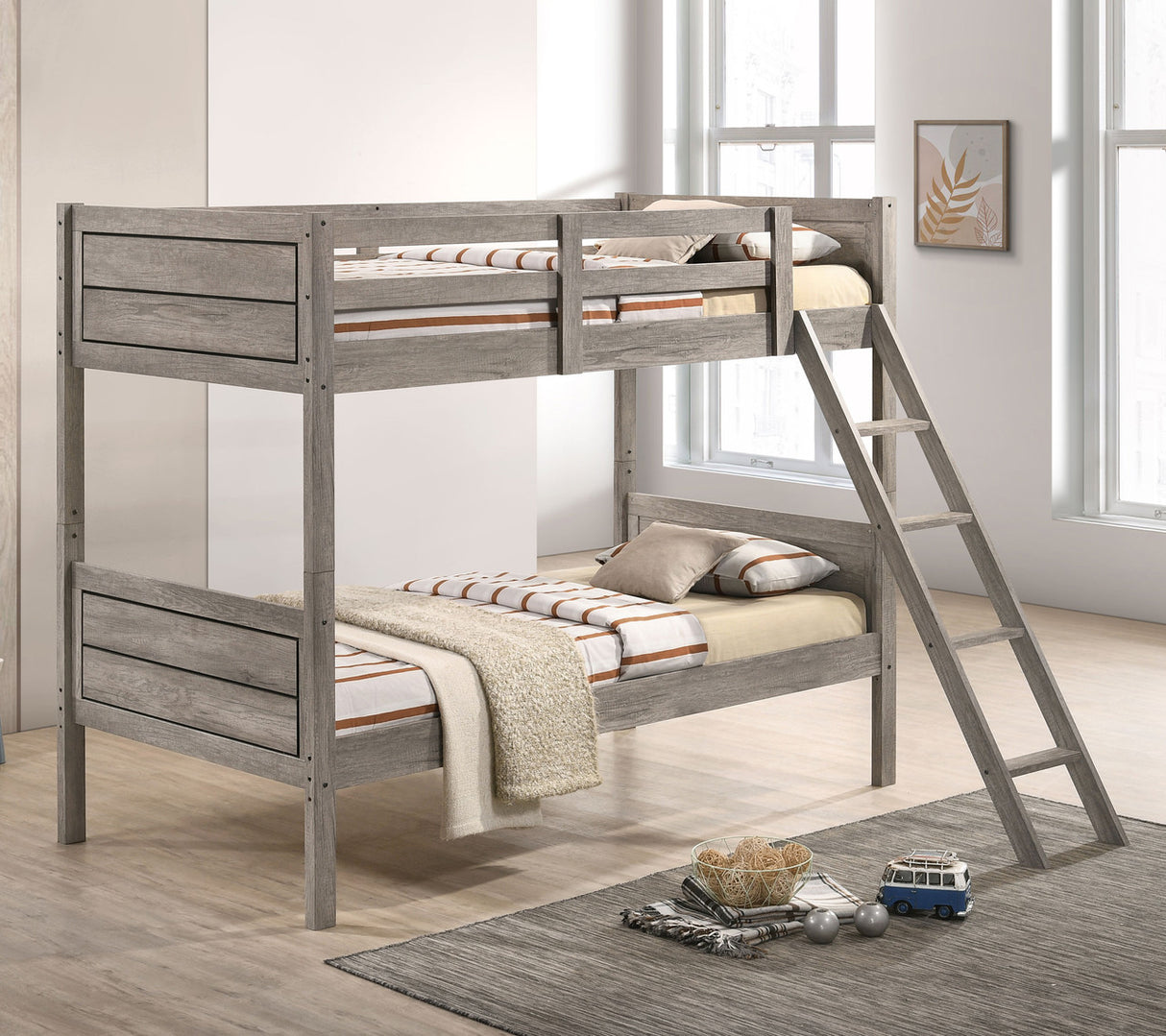 Ryder Twin Over Twin Bunk Bed Weathered Taupe