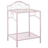 Massi 1-shelf Nightstand with Glass Top Powder Pink