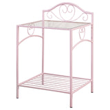 Massi 1-shelf Nightstand with Glass Top Powder Pink