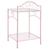 Massi 1-shelf Nightstand with Glass Top Powder Pink