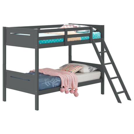 Littleton Twin Over Twin Bunk Bed Grey