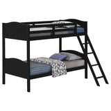 Arlo Twin Over Twin Bunk Bed with Ladder Black