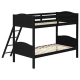 Arlo Twin Over Twin Bunk Bed with Ladder Black