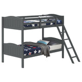 Arlo Twin Over Twin Bunk Bed with Ladder Grey