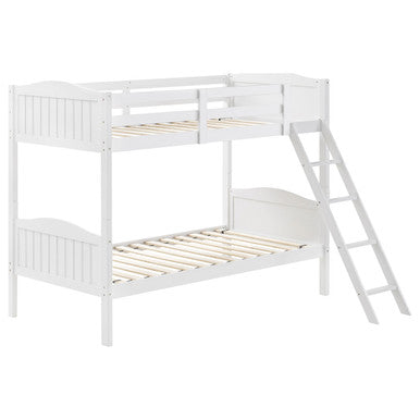 Arlo Twin Over Twin Bunk Bed with Ladder White