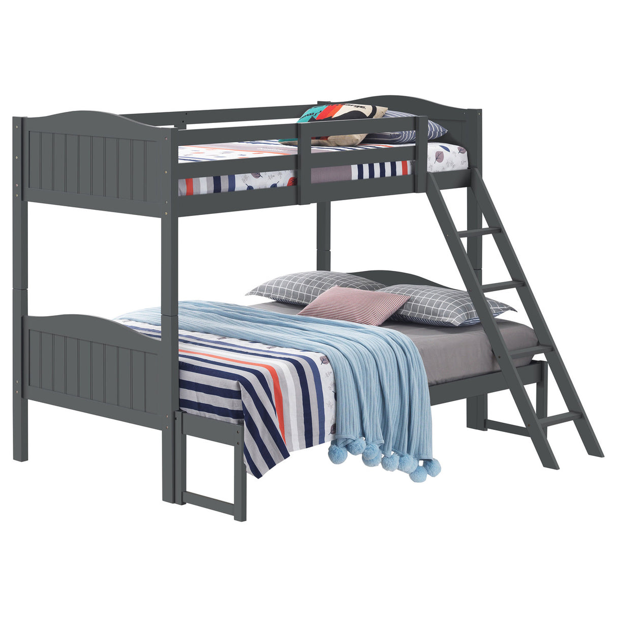 Arlo Twin Over Full Bunk Bed with Ladder Grey