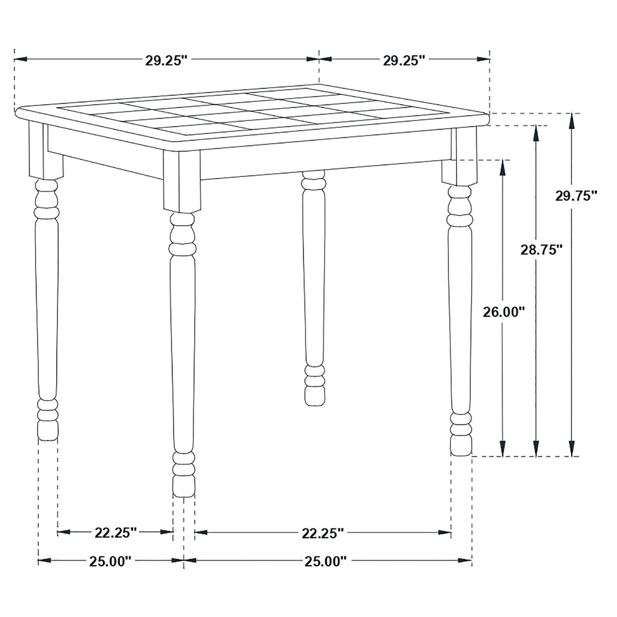 Carlene Square Top Dining Table Natural Brown and White