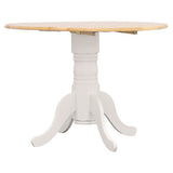 Allison Drop Leaf Round Dining Table Natural Brown and White