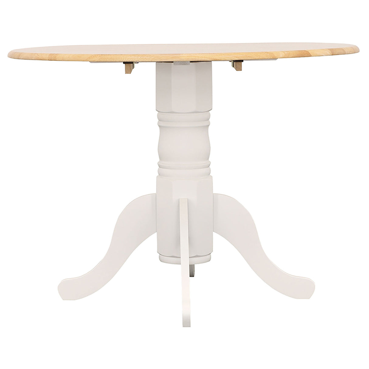 Allison Drop Leaf Round Dining Table Natural Brown and White