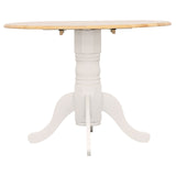 Allison Drop Leaf Round Dining Table Natural Brown and White