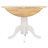 Allison Drop Leaf Round Dining Table Natural Brown and White