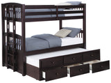 Kensington Twin Over Twin Bunk Bed with Trundle Cappuccino