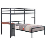 Fisher 2-piece Metal Workstation Loft Bed Set Gunmetal (Grey)