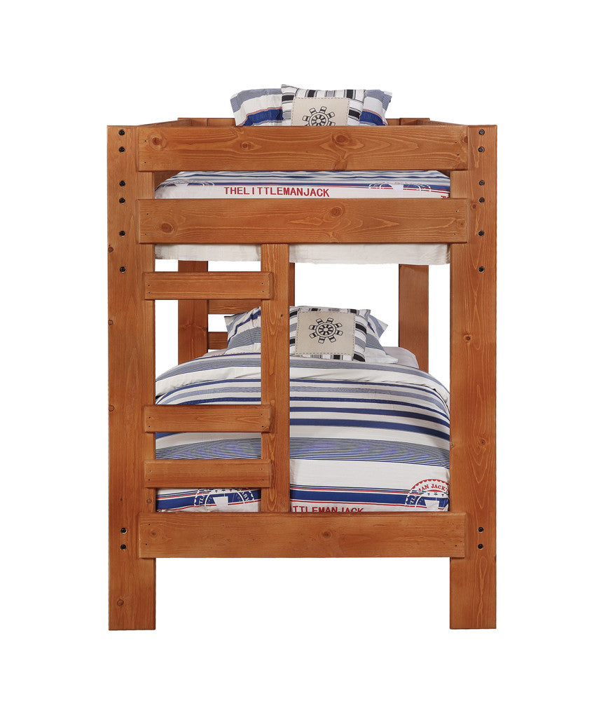 Wrangle Hill Twin Over Twin Bunk Bed Amber Wash