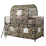 Camouflage Tent Loft Bed with Ladder Army Green