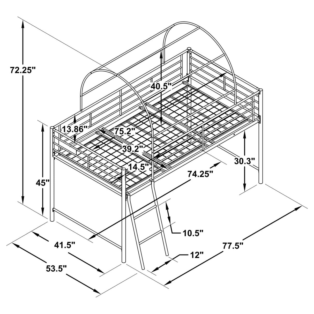 Camouflage Tent Loft Bed with Ladder Army Green