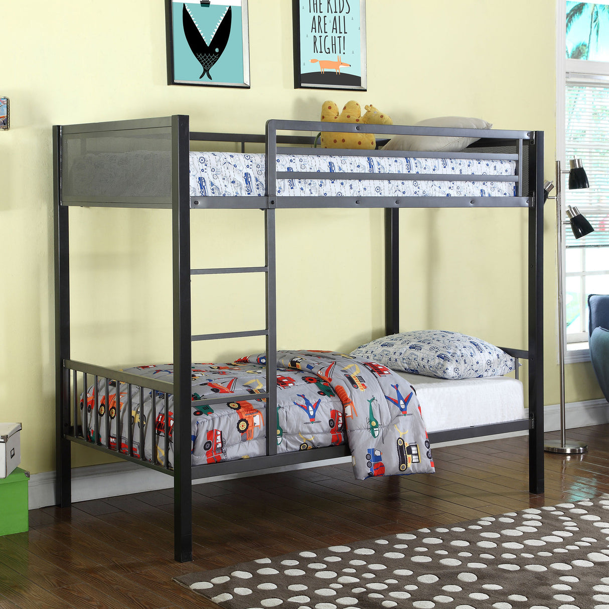 Meyers Twin Over Twin Metal Bunk Bed Black and Gunmetal