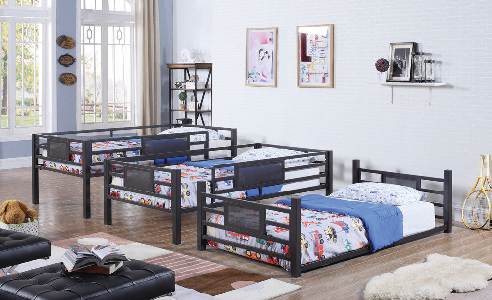 Rogen Full Triple Bunk Bed Dark Bronze