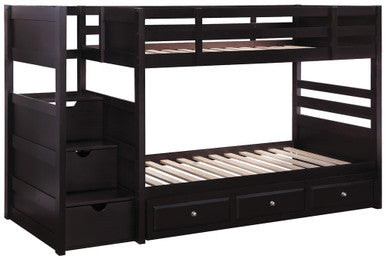 Elliott Twin Over Twin Stairway Bunk Bed Cappuccino