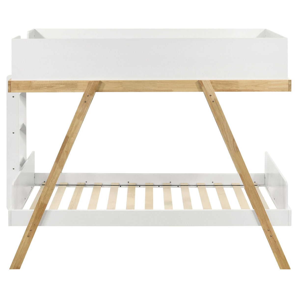 Frankie Wood Twin Over Twin Bunk Bed White and Natural