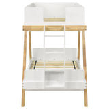 Frankie Wood Twin Over Twin Bunk Bed White and Natural