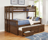 Atkin Twin Extra Long over Queen 3-drawer Bunk Bed Weathered Walnut